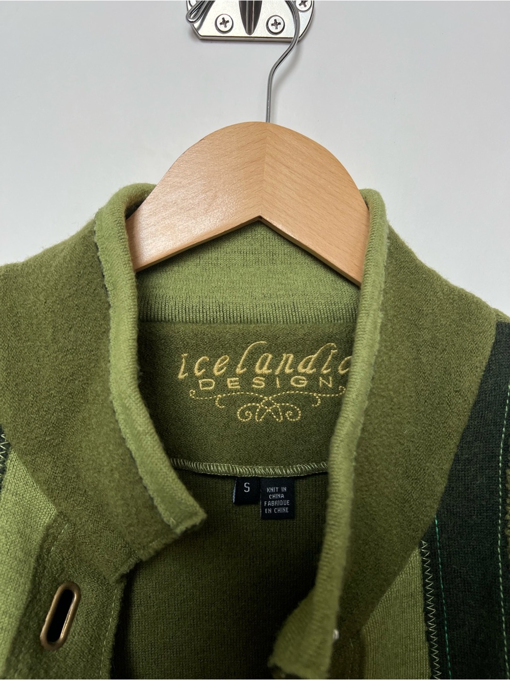 Icelandic Design 100% Wool Jacket Small Green Lagenlook Toggle Art to Wear Rare - Picture 13 of 13